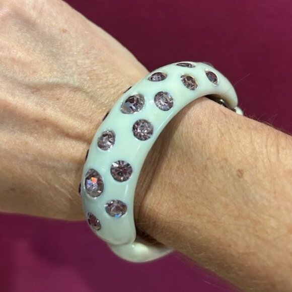 ALBERT WEISS Mint Green Rhinestone Clamper BRACELET - Picture 5 of 9